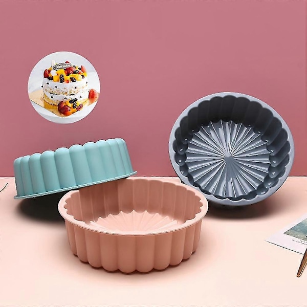 Rund Silikone Kageform Jordbærkage Bageform Kageform Svamp Flan Form DIY Bageforme