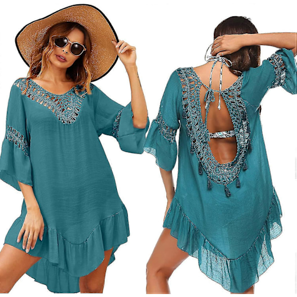 Badedragt Cover Up Dame Badedragt Kjole Plus Size Sexet Bikini Strand Tunika Top Sommer A c green L