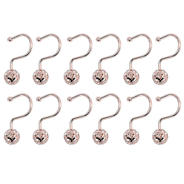 Duschdraperikrokar i guld, set med 12 dekorativa duschdraperikrokar, rostfria duschringar i metall