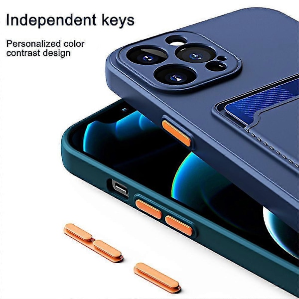Silikone Telefon Cover Beskyttelsesetui Med Kortholder Til Iphone 14/pro/plus/pro Max Dark Blue iPhone14 Pro