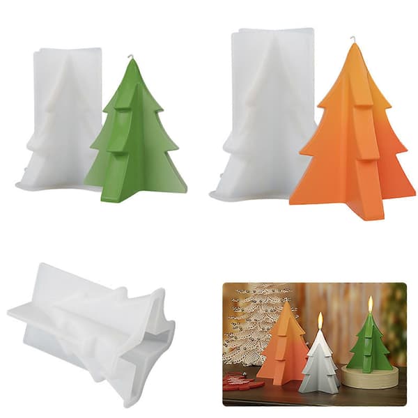 Lysforme til lysfremstilling Juletræ 3D Silikone Lys Resin Form 1