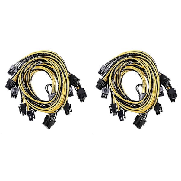 12 kpl 6-nastainen PCI-e - 8-nastainen (6+2) PCI-e (uros-uros) GPU-virtajohto 50cm näytönohjaimille louhintaan S