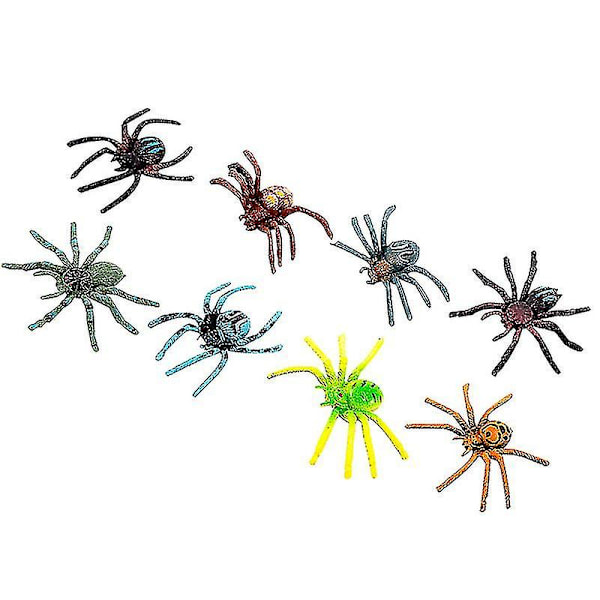 8 stk. Plastikkedderkopp Halloweenleke for Halloweendekorasjoner