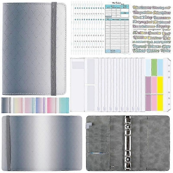 A6 Gradient Binder Hånd Ledr Pu Løsblad Kontant Budt Med Lynlås