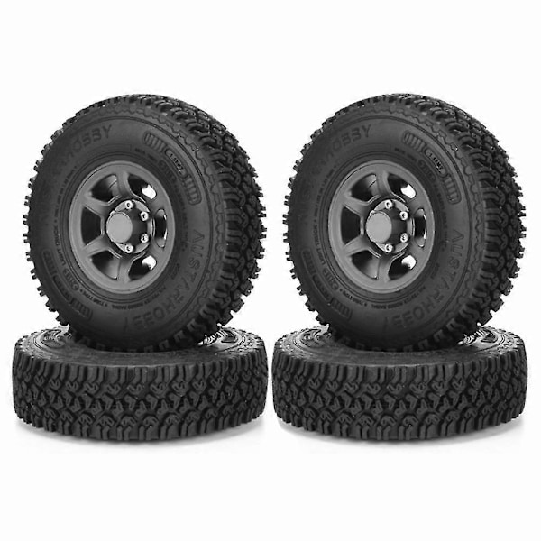 4 stk. 90 mm 1,55 Metal Bead Hjul Fælg Gummidæk Til 1/10 Rc Crawler Bil Axial Jr D90 Cc01,4