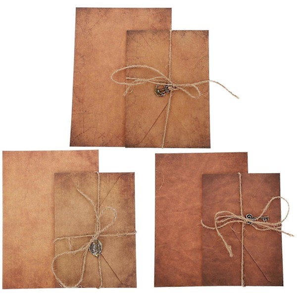 3 Set Retro Skrivpapper och Kuvert Vintage Stil Välsignelsekuvert