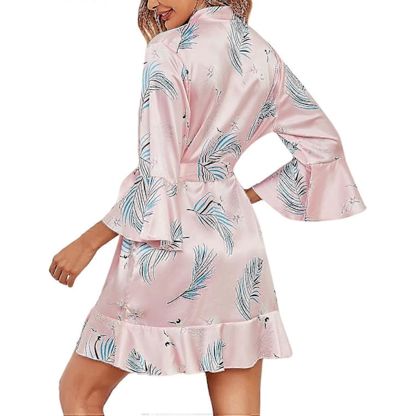 Sexiga Damunderkläder Satin Pyjamas Randig Cami Shorts Set Med Bälte Morgonrock S-3xl Style3 M