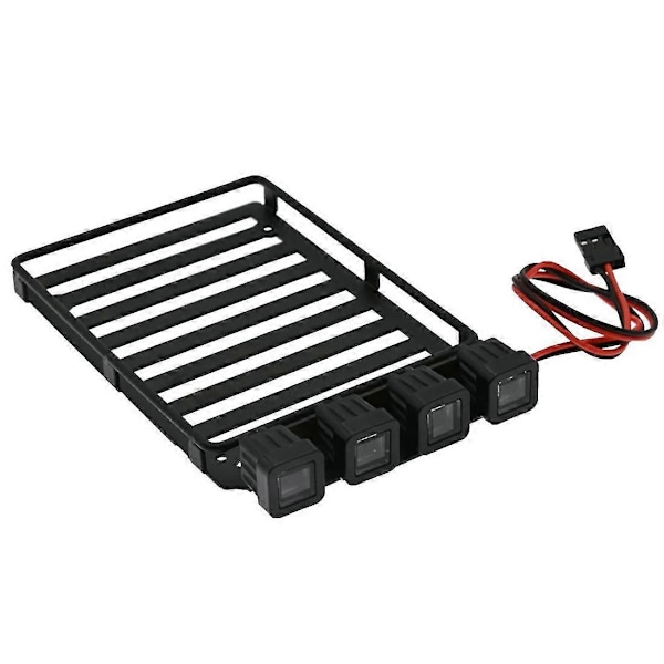 Metall Takstativ Bagasjebrett Med Led Lys Spotlight For Axial Scx24 1/24 Rc Crawler Bil U