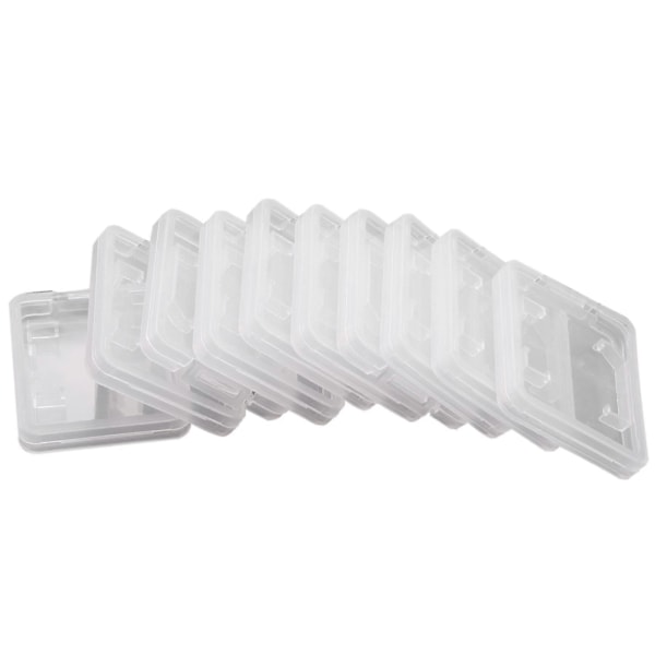 10 stk. Plastik Hukommelseskort Kortboks Etui SD SDHC XD MMC CF Opbevaringsetui Transparent