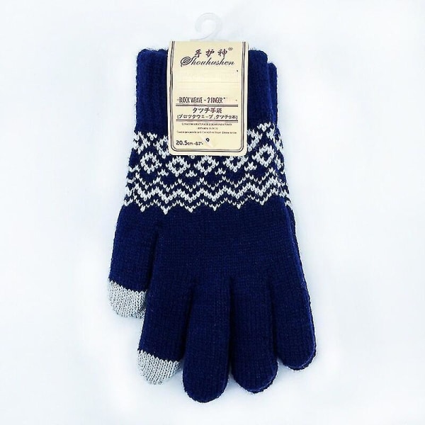 Håndlagde vinterhansker i kashmir for kvinner - Kvinner og menn - Høst og vinter - Varme, tykke hansker - Skjerm - Skihansker Style 3 blue