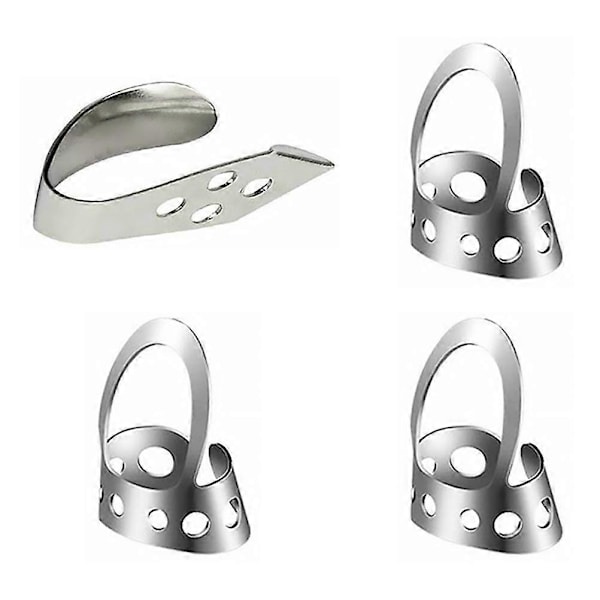 4 STK Tommelfingerplekter Udhulet Justerbar Tommelfinger Indeks Ring Langfinger Plektrum