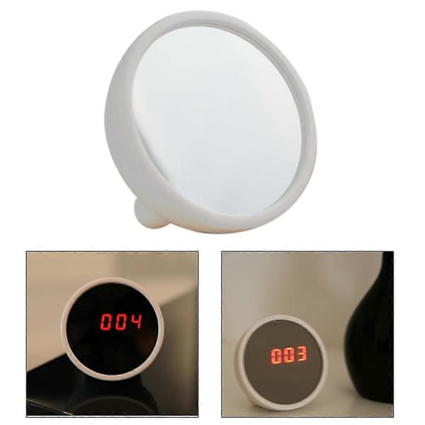 Mini Digital Bordsklocka LED Display Spegel Elektronisk Tyst Bordsväckarklocka