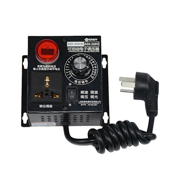 220V 4KW AC Motor Guvernør Viftebryter Temperaturjustering Dimming Bånd Voltmeter SCR Elektronisk Regulator med AU Plugg