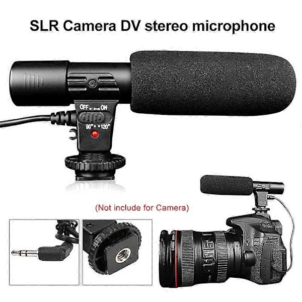 Stereo Kondensator Inspelningsmikrofon Mic för PC Laptop Dator DSLR Kamera