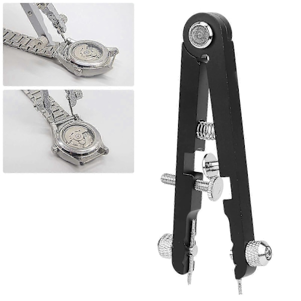 Verktøy for fjærstang på klokke, fjærstangsett med 8 tips, liten fjærstang i rustfritt stål for klokke armbånd (Svart)