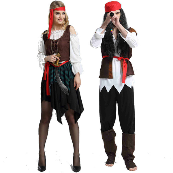 Halloween utklädningskostymer för vuxna, prestationskostymer, piratkaraktärskostymer, kostymer för vuxna Pirates of the Caribbean man one size