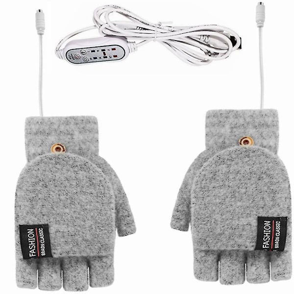 Elektriska Vinterhandskar Isolering USB Uppvärmda Handskar gray