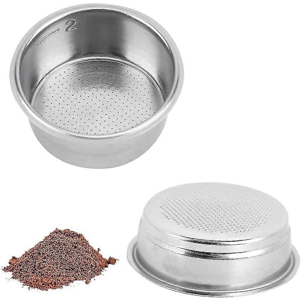 51mm Kaffefilterkurv, 51mm 2 Kopp Filter og 1 Kopp Bunnløs Portafilter, 2 stk. Kaffefilterkurv i Rustfritt Stål