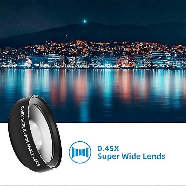 2-i-1 HD Telefonlins 0.45x Supervidvinkel & 12.5x Makromobilobjektiv För 11 För För För