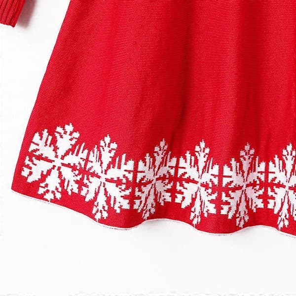 Julklänning för små flickor Ren Snöflinga Julklappar Vinterstickad Tröja Klänningar RED 100CM
