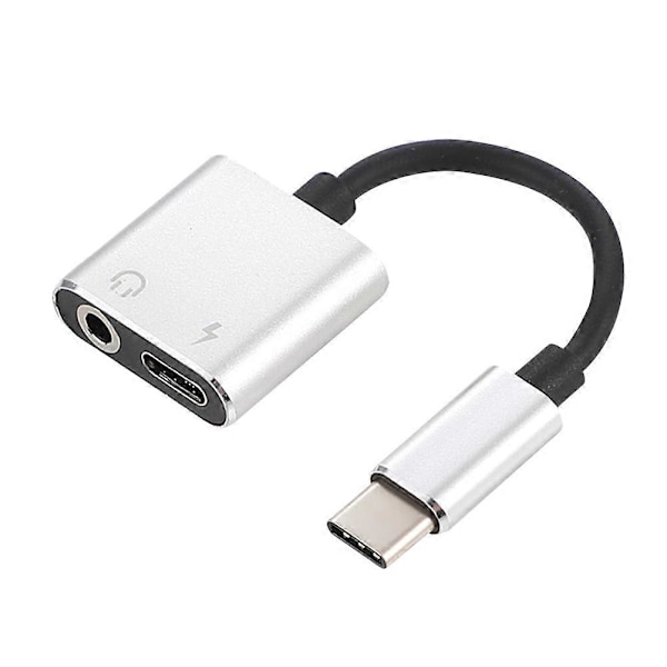 USB Type C til 3,5 mm lydadapterkabel 2 i 1 Type-C til 3,5 mm Jack Stereo Hodetelefon Mikrofon Adapter Aux Konverter Ladeadapter for Pixel 2/2 XL/ Huaw