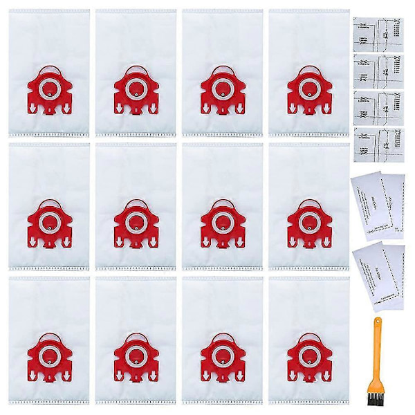 Fjm Dammsugarpåsar 12-pack för Fjm Påsar Airclean 3d Efficiency Dammsugare, Inkluderar 4 Par Motorfilter