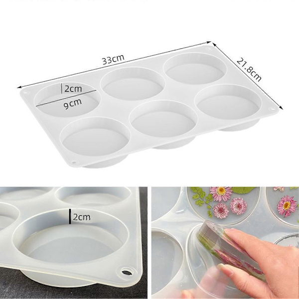 Silikone Brik Resin Form 6 Hulrum Dyb Rund Epoxy Forme Blomsterbuket Bevaring Resin Støbeform til Kunst DIY Håndværk Kop Måtter