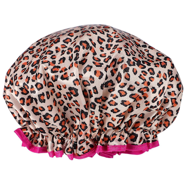 Genanvendelig brusehætte badehætte voksenhårhætte elastisk leopardprint brusehætte badehætte brusehat