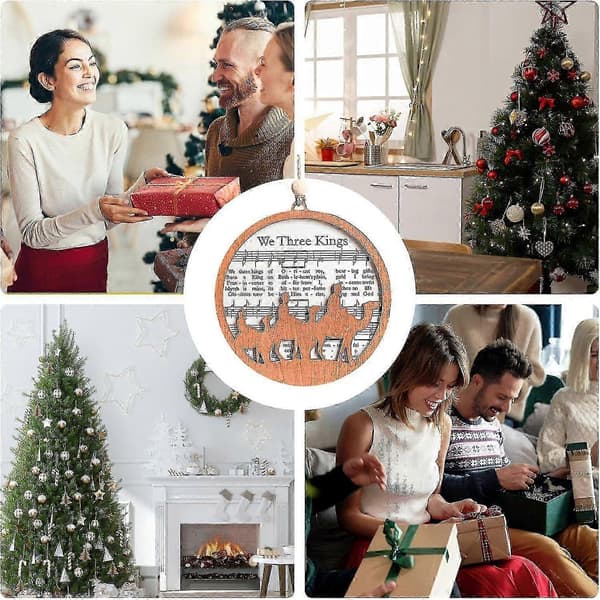 Julekrybbe ornamenter i noder træ noder ornament - træ ornament julepynt kompatibel med juletræ nytårsfest supp 5