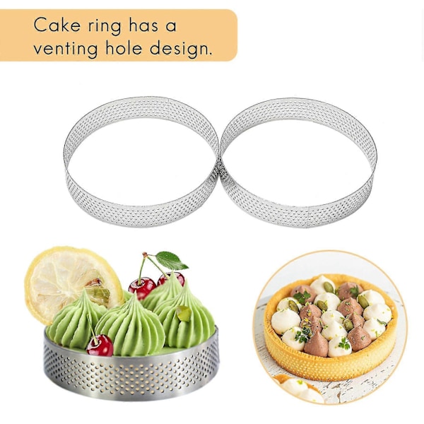 10 kpl Pyöreitä piirakkarenkaita rei'illä Ruostumattomasta teräksestä Hedelmäpiirakka Quiche Kakku Mousse Muotti Keittiö Leivonta