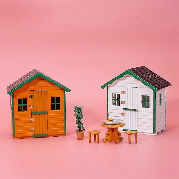 1:12 Dockhus Miniatyr Trä Sött Litet Hus Modell Härlig Villa Dockhus Dekoration, vit