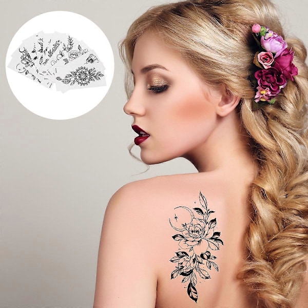 20 Ark Full Arm Tatoveringer Klistremerker Vanntette Midlertidige Blomstertatoveringer