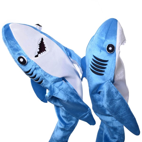 Blue Shark Costume Funny Marine Animal Cosplay Jumpsuits Halloween kostymer för barn och vuxna Size for Adult 7-10 Years old kids