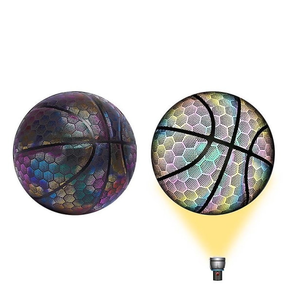 Reflekterende Basketball Lysende Basketball Bold Lysende Basketball Med God Elasticitet Slidstærkt Læder God Reflektion
