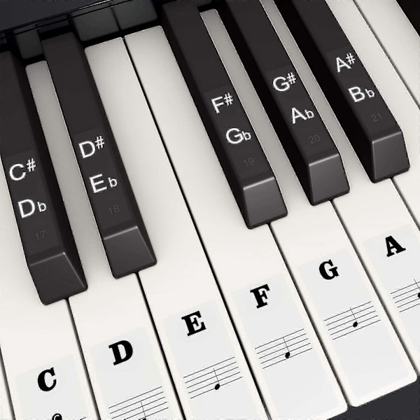 Klaver Keyboard Klistermærker Til 49/54/61/88 Hvide Og Sorte Tangenter, Musik Elektronisk Klaver Keyboard Note Klistermærker