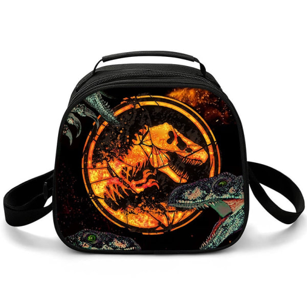 Harajuku Nyhet Kul Jurassic World 3D-printet Crossbody Piknikveske Halvsirkel Matboks Skolemat Lunsj Tote Bag Isvesker Khaki
