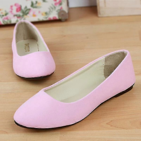 Dam Mockaskor Platta Sandaler Balett Ballerina Dolly Bröllopsskor Casual Båtskor Pink 37