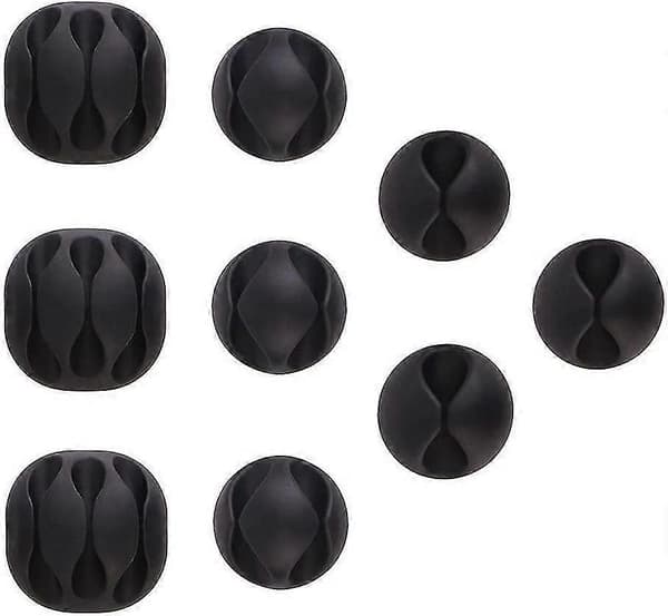 Kabelclips, kabelholder og kabelbindere til TV, computer, pc, laptop, hjem og kontor, sort