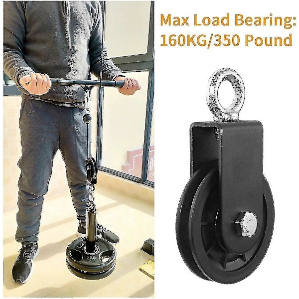Blokk 90mm Løpehjul med 360-graders roterende U-holderbrakett for Fitness, Styrketrening
