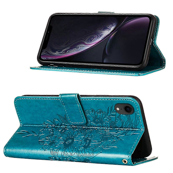 Fodral för iPhone Xr 6.1\" Flipfodral Premium Läder Prägling Magnetisk - BlåP2021122421