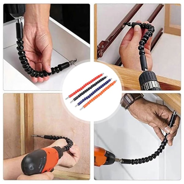 4 stk. Fleksible skaftforlengerbits 29,5 cm 1/4 tomme Bøyelig skrutrekker Myke skaft Fleksible borbitsforlengere for elektroniske driller