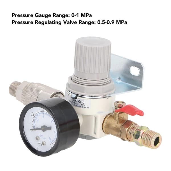 Luftkompressor Trykregulator 1/4 Tomme NPT Lufttryksregulator med 01MPa Måler til Pneumatisk Værktøj
