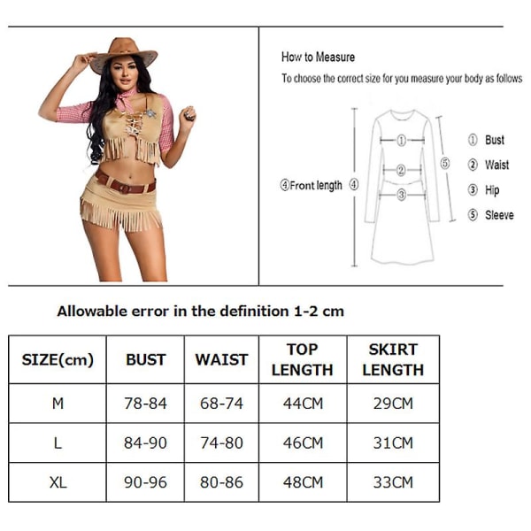 M-xl Sexig Vilda Västern Cowboydräkt Klubbkläder Stål Dansstam Tofsar Maiden Cosplay Carnival Halloween Fancy Party Dress L