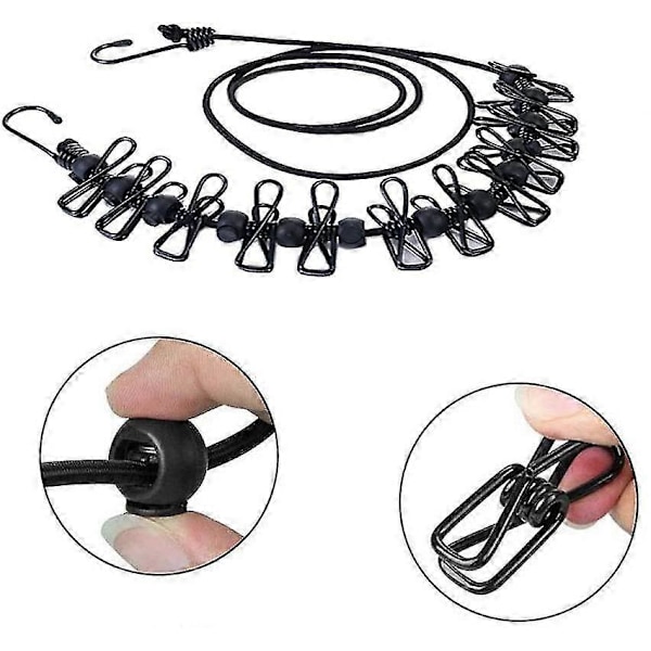 2-pack klädstreck, elastiskt justerbart bärbart klädstreck för resor