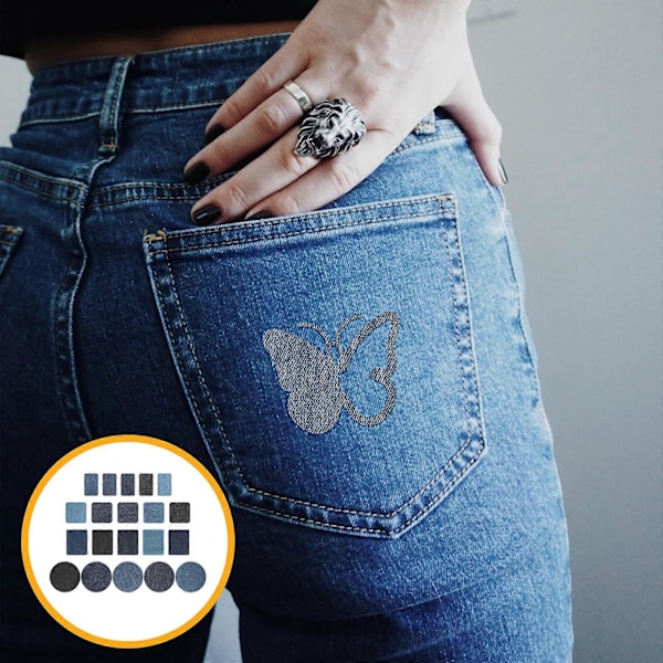 20 st Stryk-på-lappar Armbågslapp Knälapp Reparationslappar DIY för Kläder Jeans Tyg Sömnad