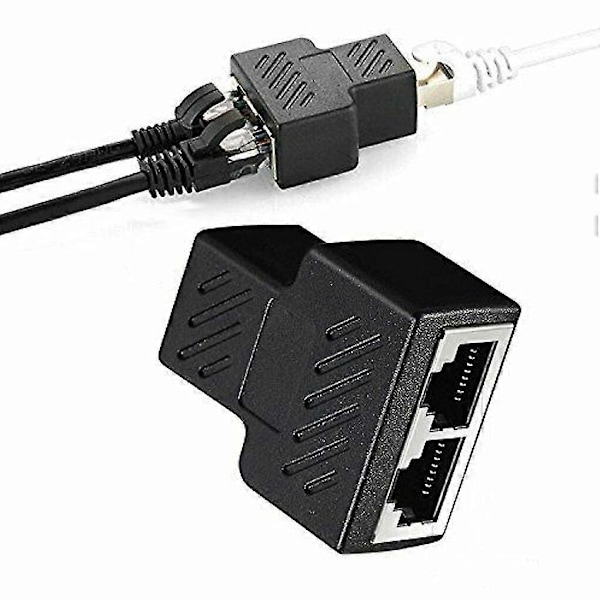 2 stk. Internet Kabel Splitter Ethernet RJ45 Kabel Dobbelt Port Konnektor Netværkskabel Splitter Konverter
