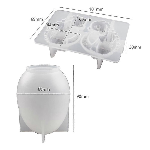3D Drageegg Silikon Resin Støpeform Sett, Epoksy Resin Silikonformer For Fondant Kakedekorering
