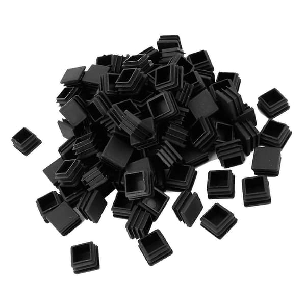120 stk. Plastfirkantede Rørindsatser Endeproppe Sorte 20mm X 20mm & 25mm X 25mm