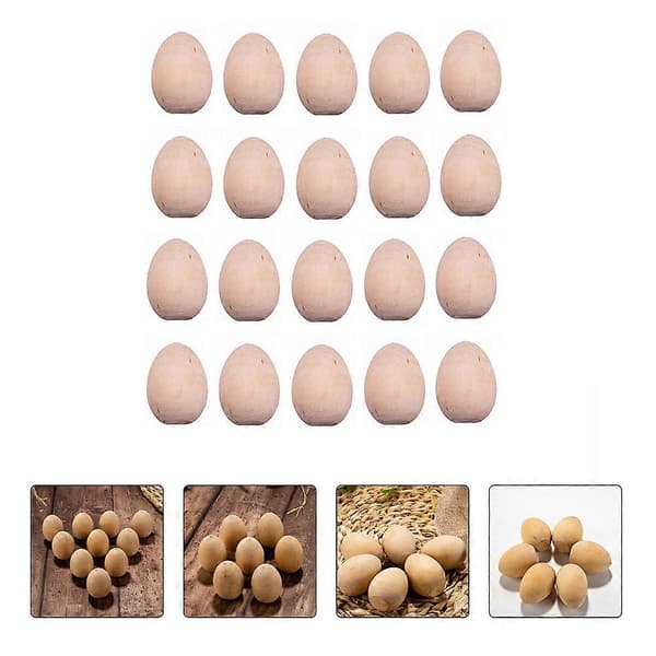 20 stk. Påske DIY Tre Eggpynt Tegne Eggrekvisitter for Barn Graffiti Egg