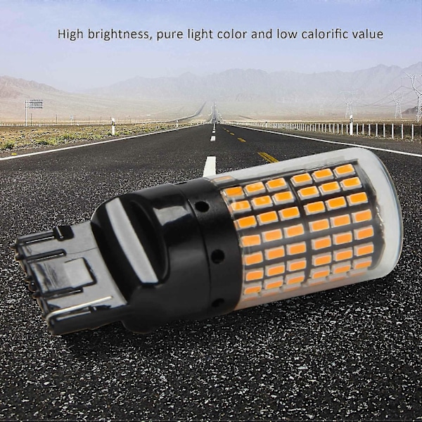 2 kpl Super Canbus T20 7440 W21w Wy21w 144-smd Peruutusvalo Vilkkuvalo Virheetön Ei välkettä T